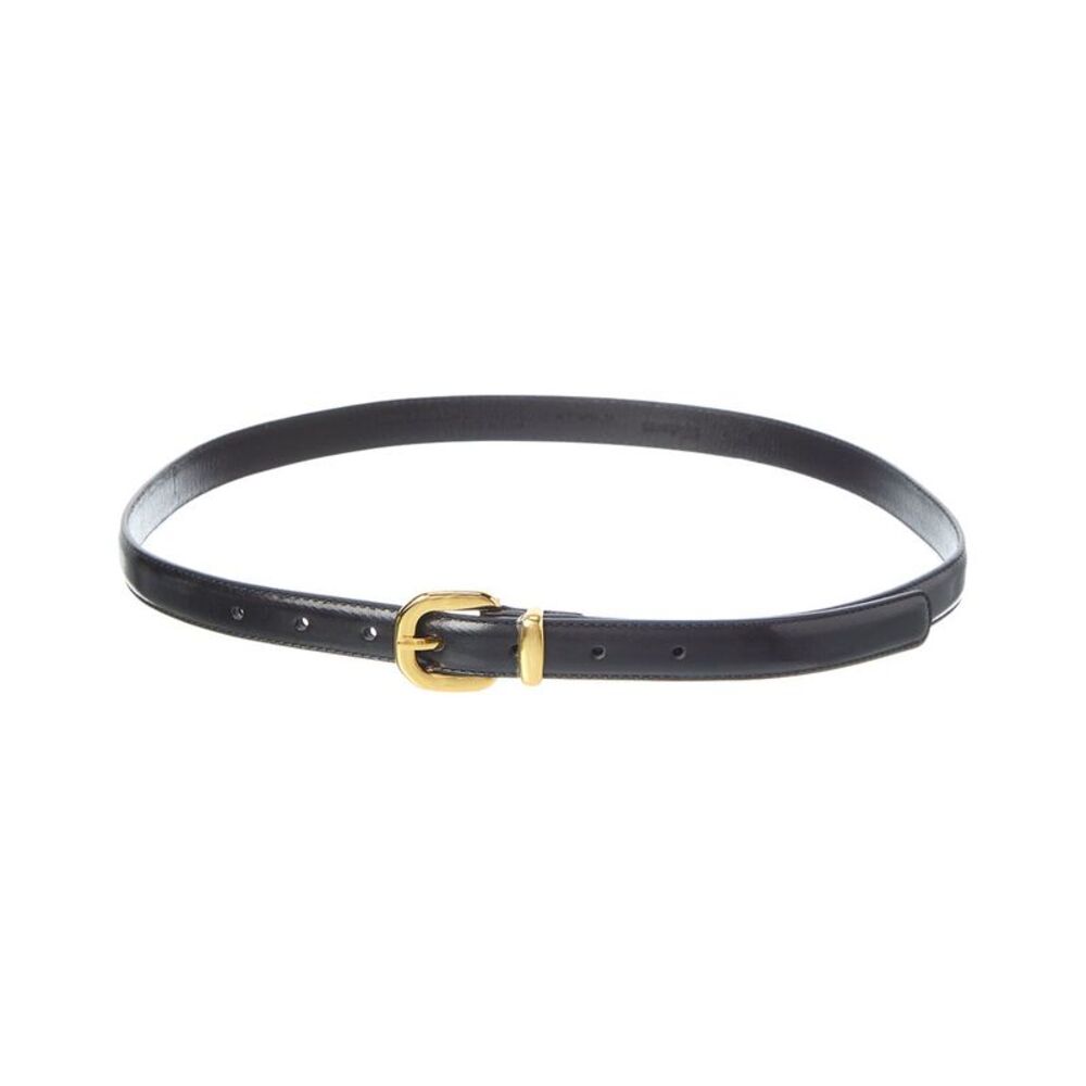 Madewell Black Leather Belt with Gold Buckle